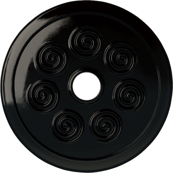 Ekena Millwork Spiral Ceiling Medallion (Fits Canopies up to 4"), Hand-Painted Black Pearl, 25 1/4"OD x 4"ID x 2"P CM25SPBPS - main